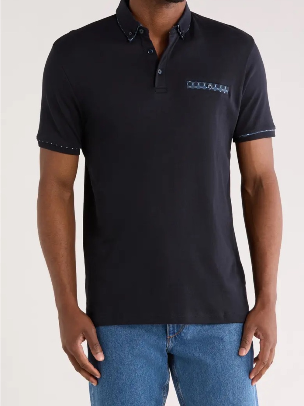 Cactus Men’s Navy Blue Polo with Subtle Light Blue Trim